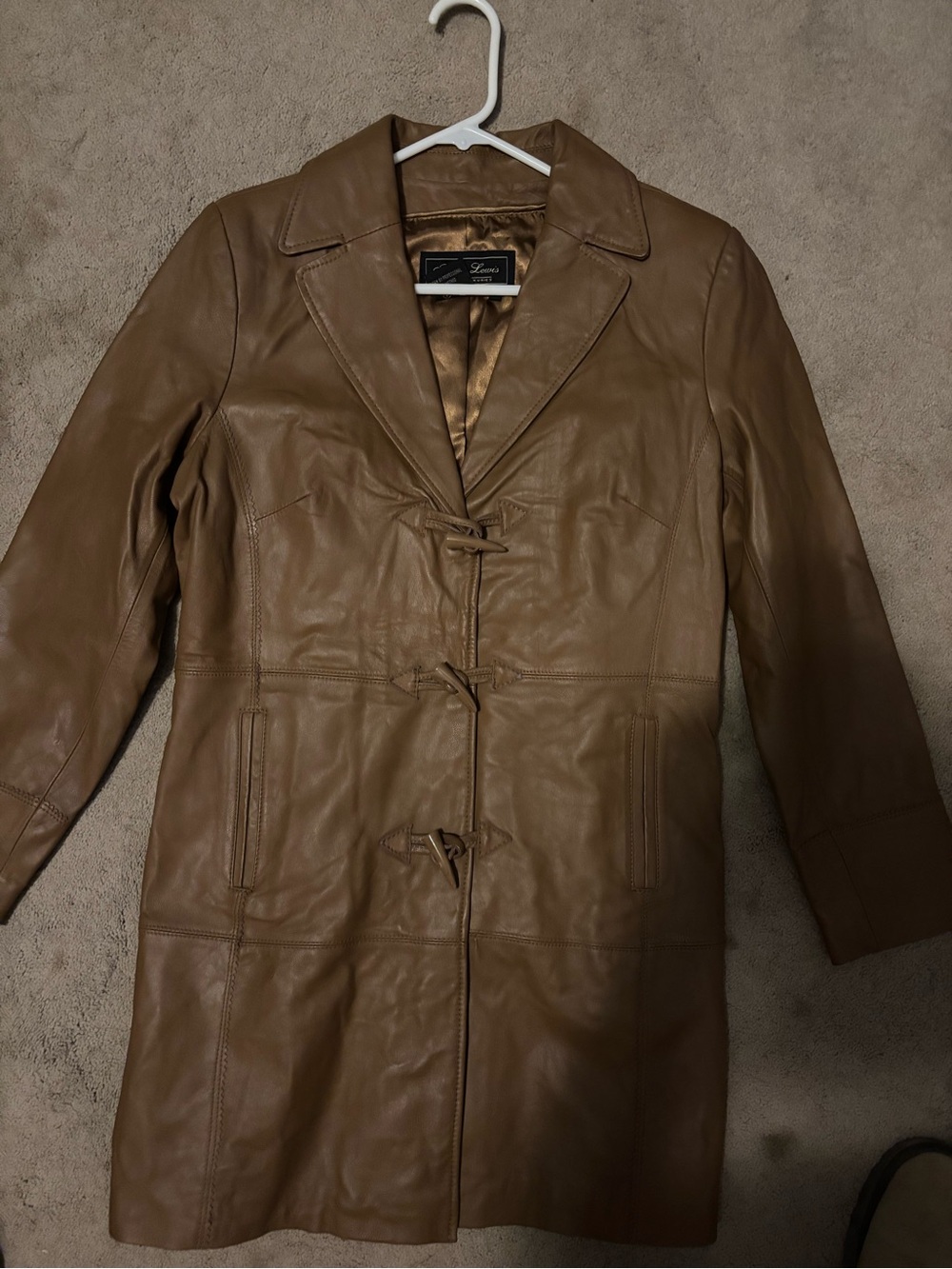 Leather Toggle Coat - Brown Terry Lewis